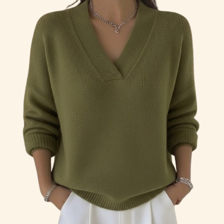 Frieda | Damen V-Ausschnitt Pullover Stil Top