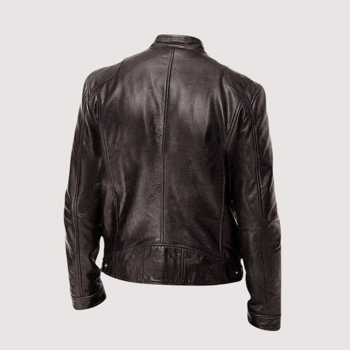 Herren-Lederjacke mit Stehkragen