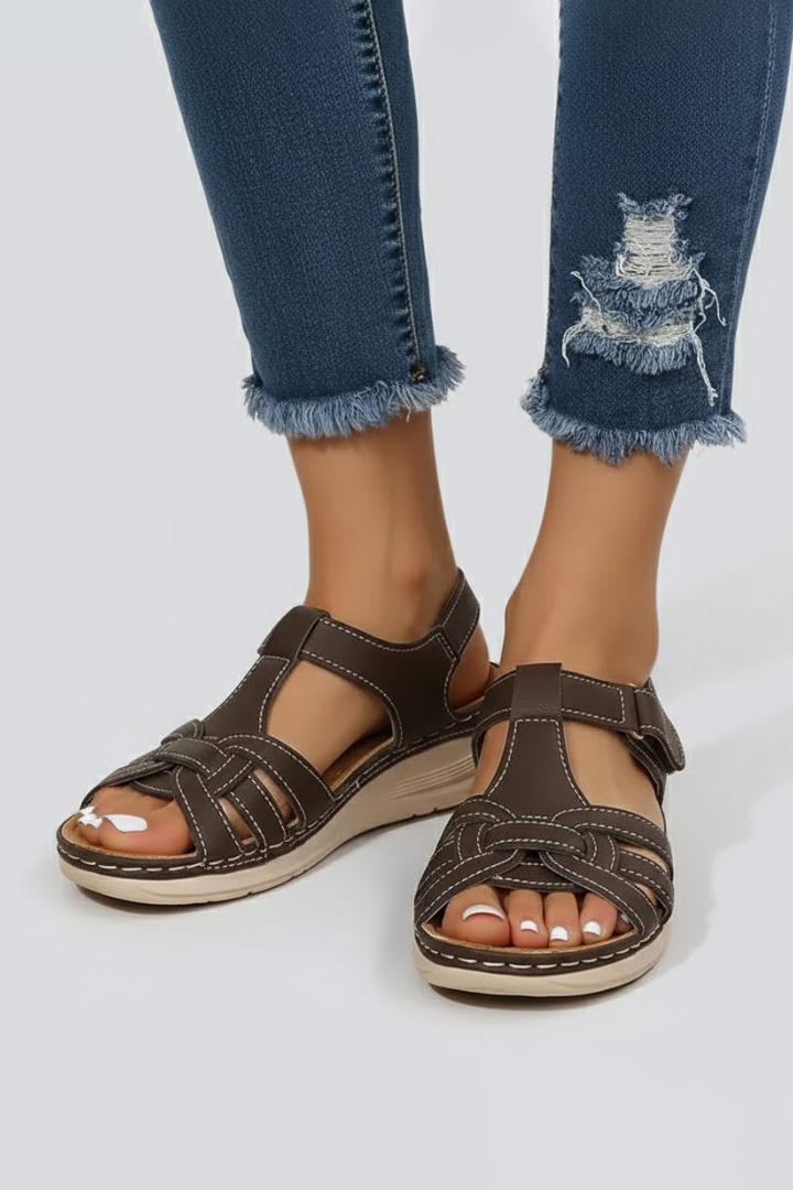 Jacqueline | Damen Riemchensandalen mit offener Spitze
