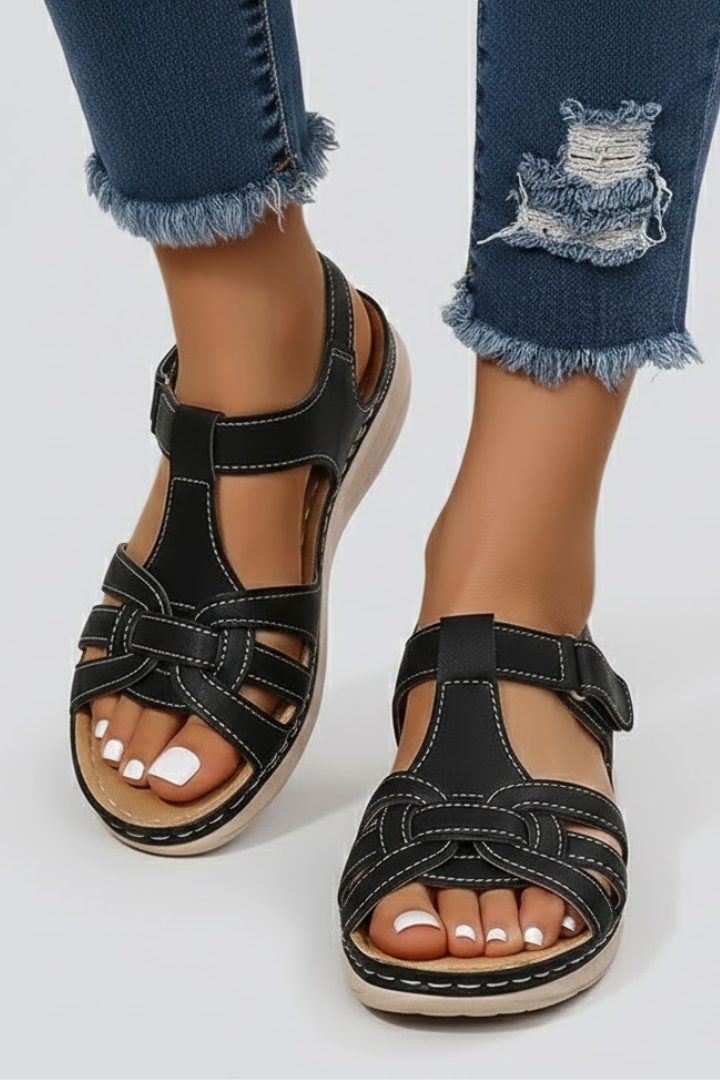 Jacqueline | Damen Riemchensandalen mit offener Spitze