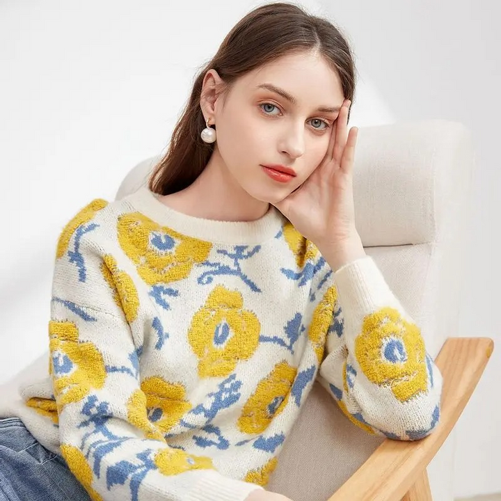 Ottilie - Pullover mit Blumenmuster