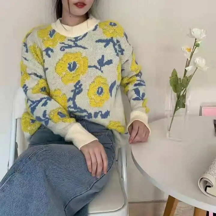 Ottilie - Pullover mit Blumenmuster