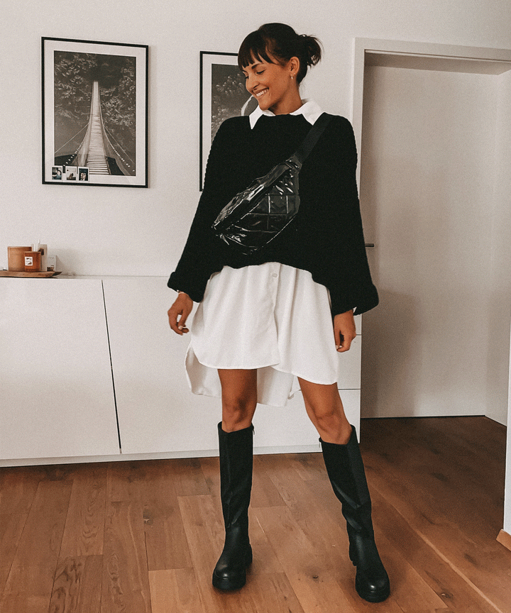Damenbluse Oversized Weiß Polyester