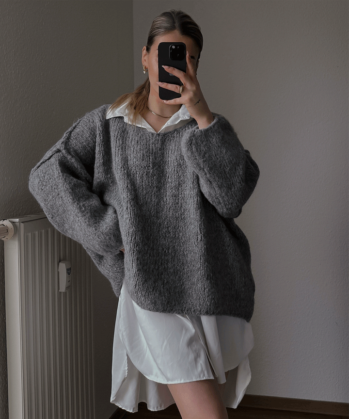 Damenbluse Oversized Weiß Polyester