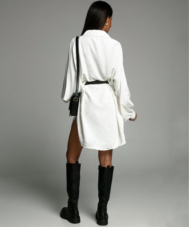 Damenbluse Oversized Weiß Polyester