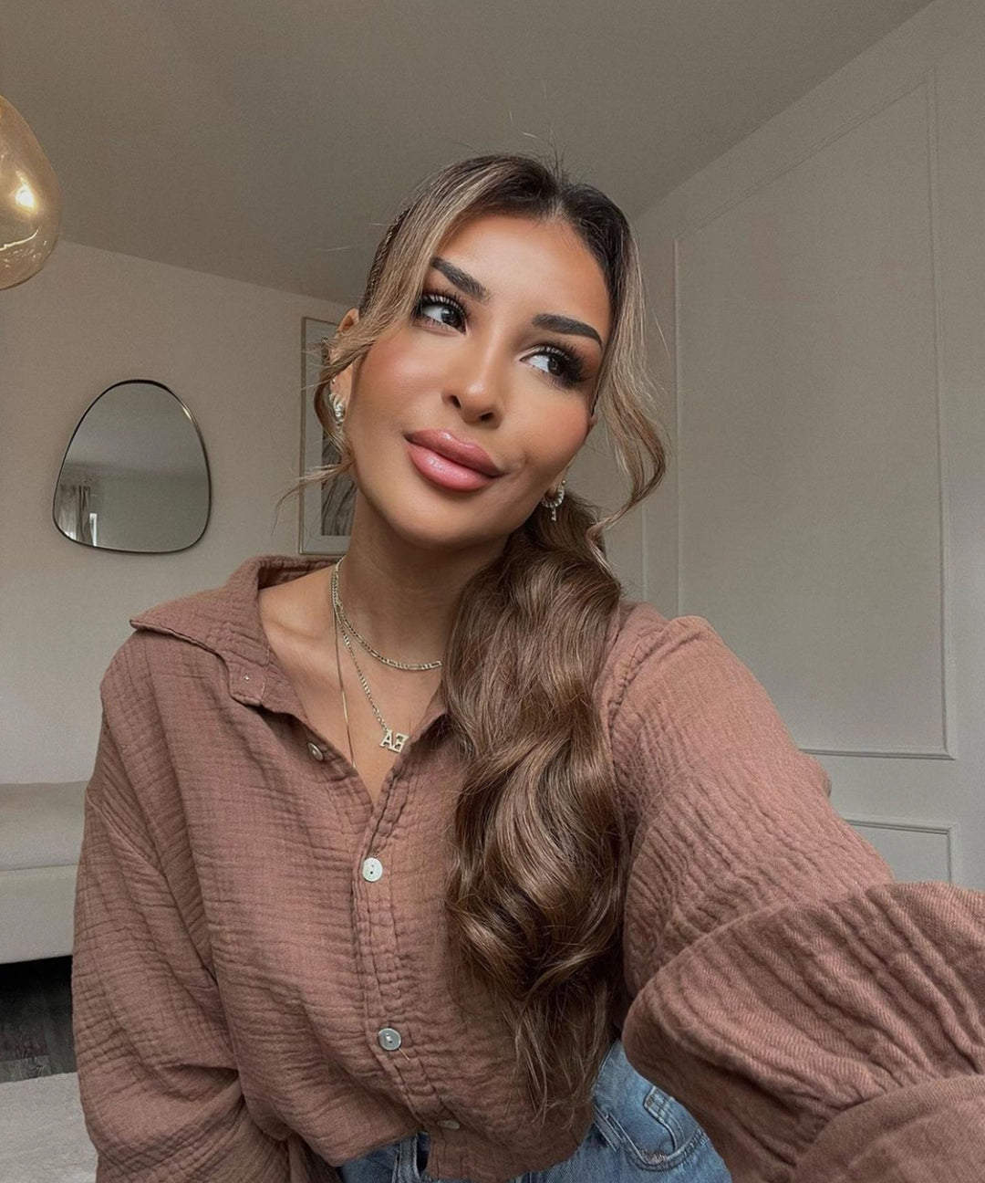 Oversize Musselin Bluse Freya Braun Kurz  Ladypolitan - Fashion Onlineshop für Damen   