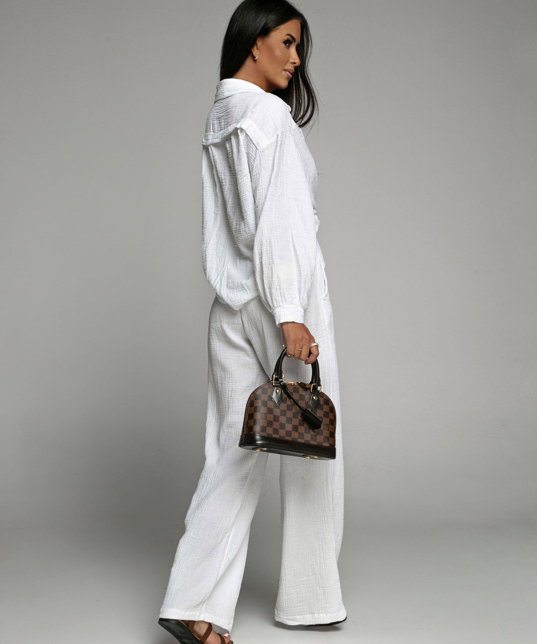 Oversize Musselin Bluse Freya Weiß Kurz