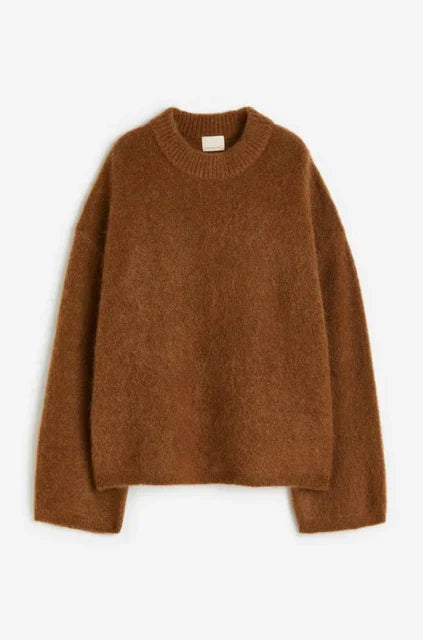 Paisley - Einfarbig Runder Kragen Lässig Lose Pullover