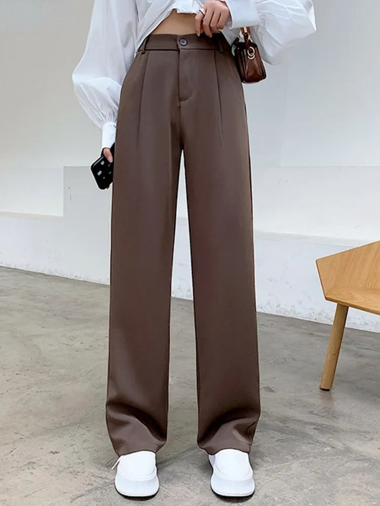 Damenhose mit hoher Taille und weitem Bein | Lockerer Schnitt