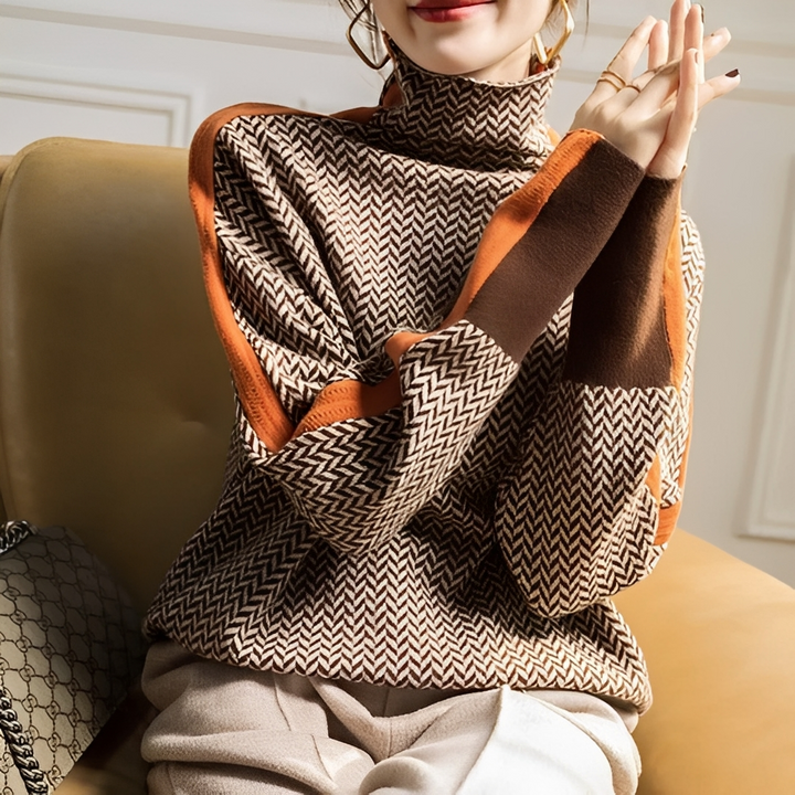 Aloisia - Gestreifter Rollkragenpullover für Damen