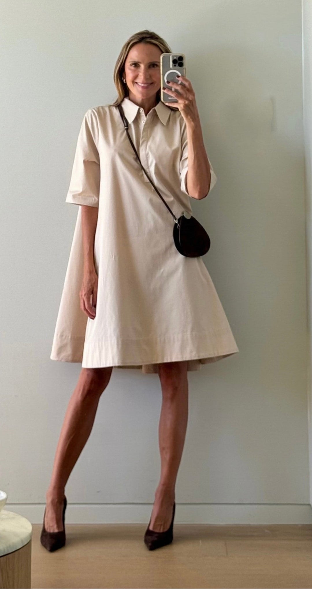 Damenkleid aus ägyptischer Baumwolle in Beige