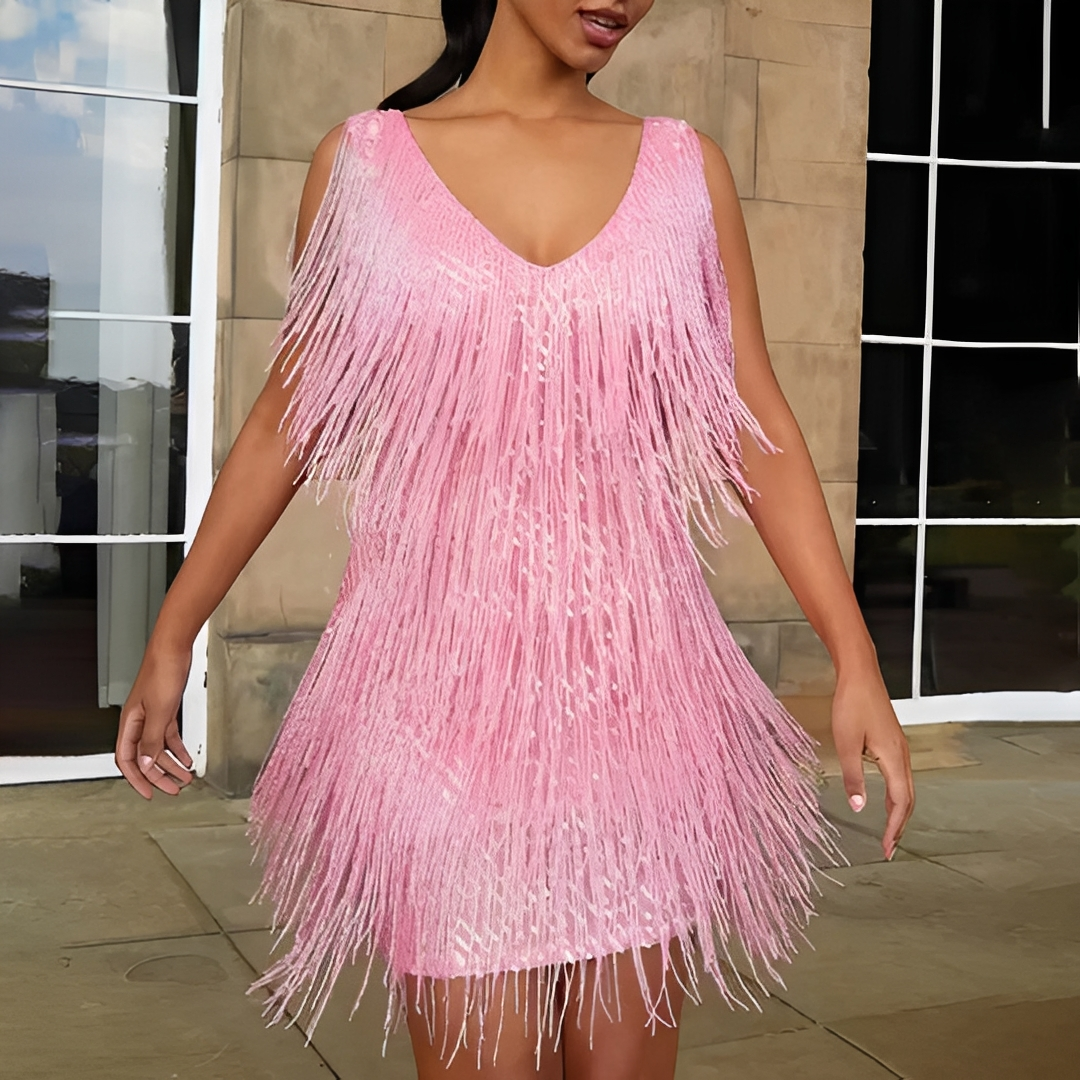 Kathlen - Damen-Wickelkleid mit V-Ausschnitt, elegant