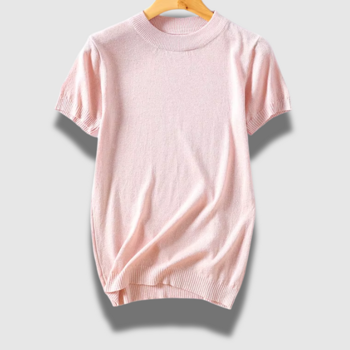 Maglione Donna Leggero Manica Corta Tessuto Lucido