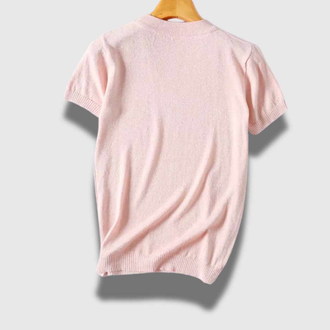 Maglione Donna Leggero Manica Corta Tessuto Lucido