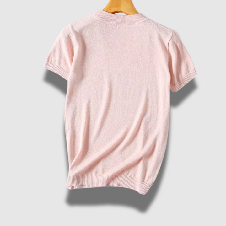 Maglione Donna Leggero Manica Corta Tessuto Lucido