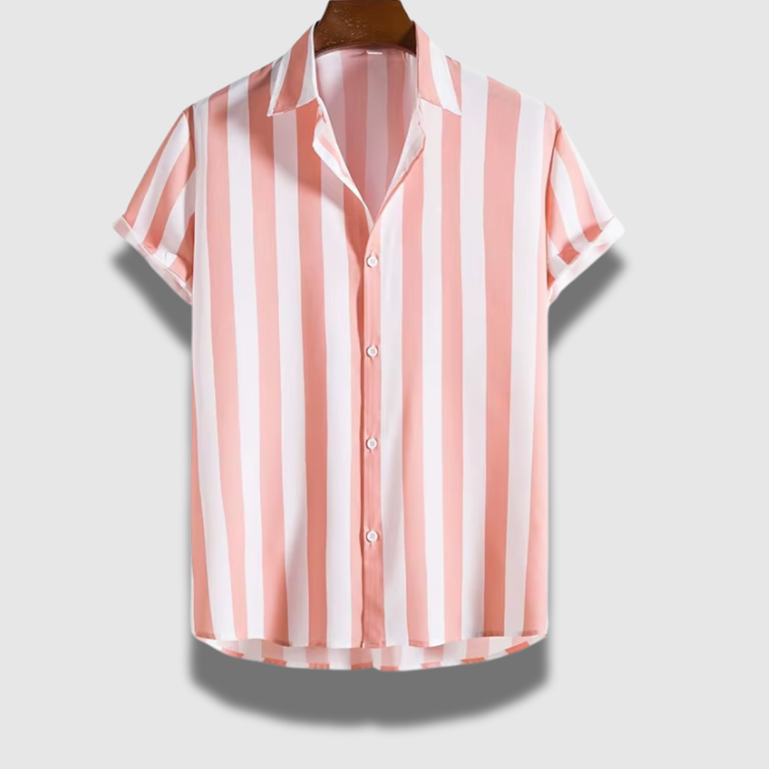 Camicia Uomo Classica Leggera Maniche Corte Rigata