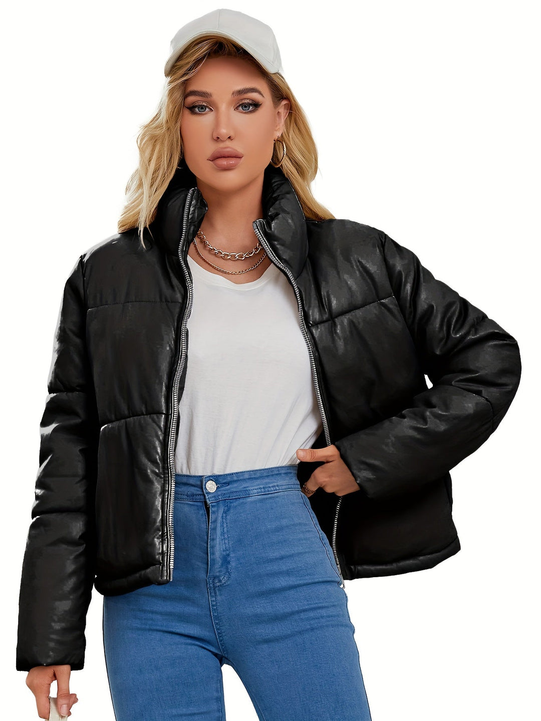 Piper - Vegane Leder-Puffer-Winterjacke