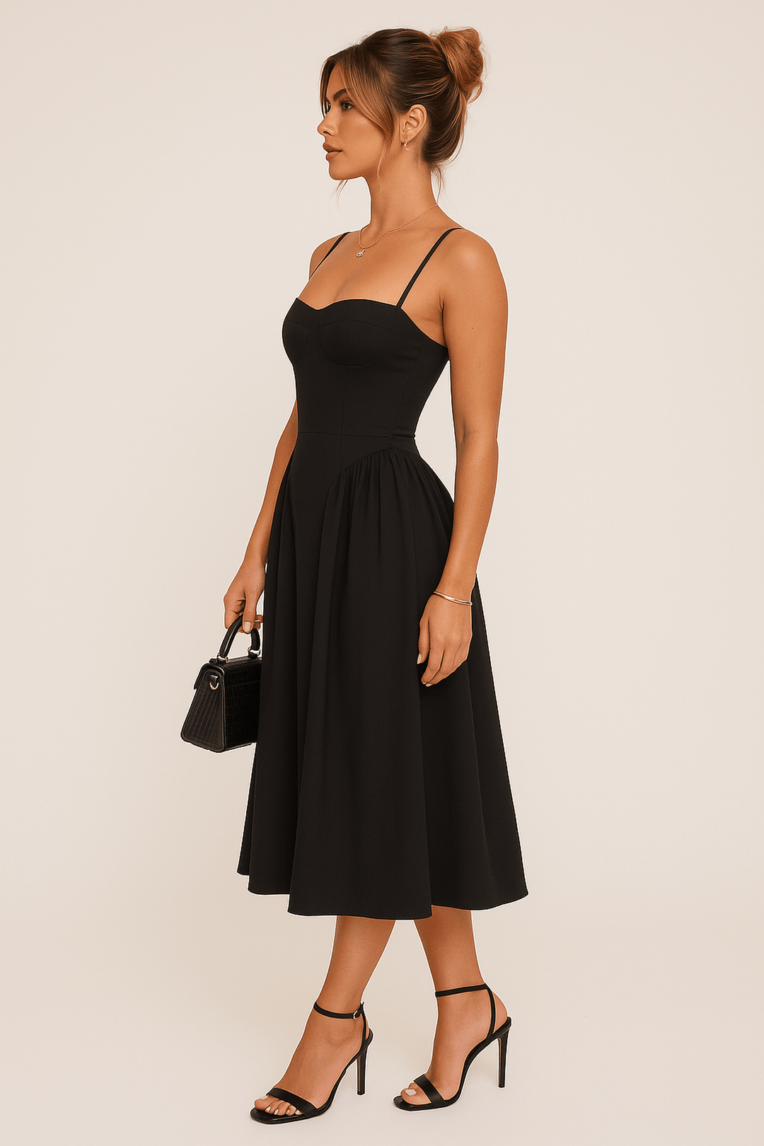 Julia | Damen Ärmelloses Midikleid mit ausgestelltem Schnitt