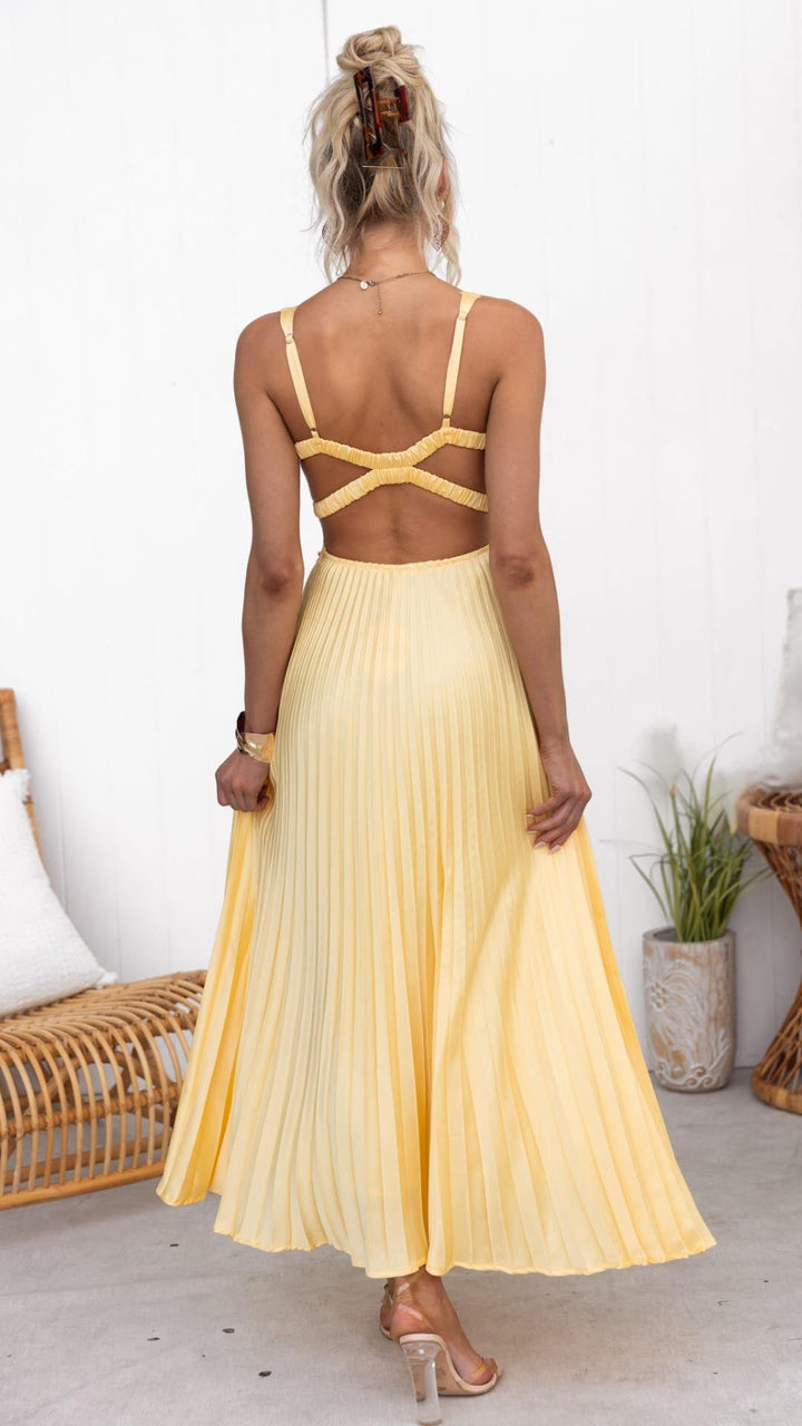 Plisseekleid Damen | V-Ausschnitt & Schwingender Faltenrock