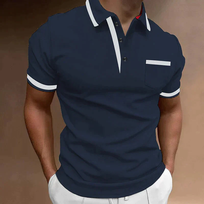 Poloshirt Herren | Brusttasche & Kontrastkragen