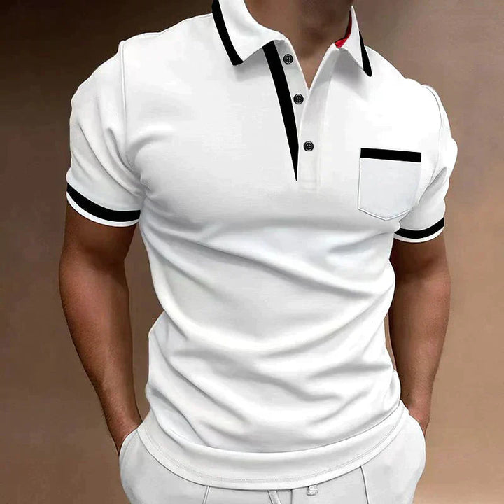 Poloshirt Herren | Brusttasche & Kontrastkragen