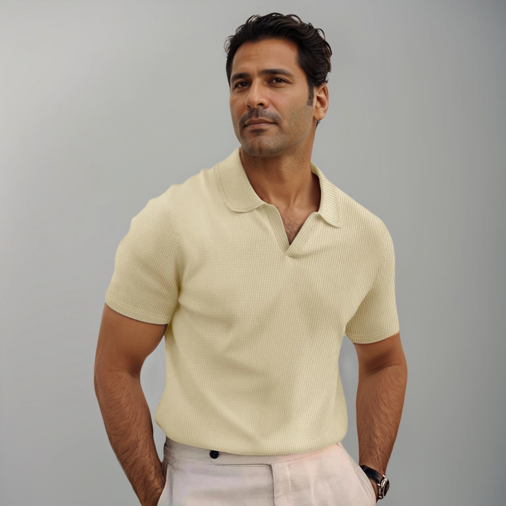 Poloshirt Herren | Struktur-Optik & Offener Kragen