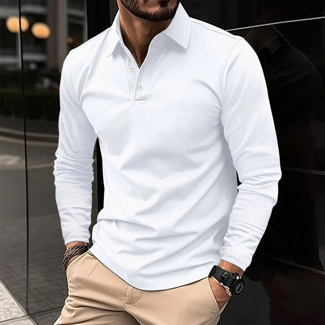Poloshirt Herren langarm mit Knopfleiste