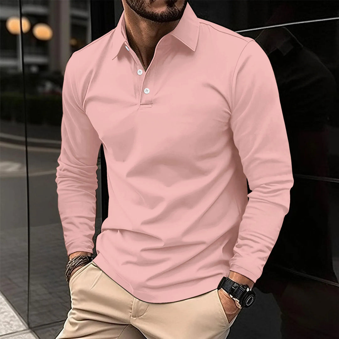 Poloshirt Herren langarm mit Knopfleiste