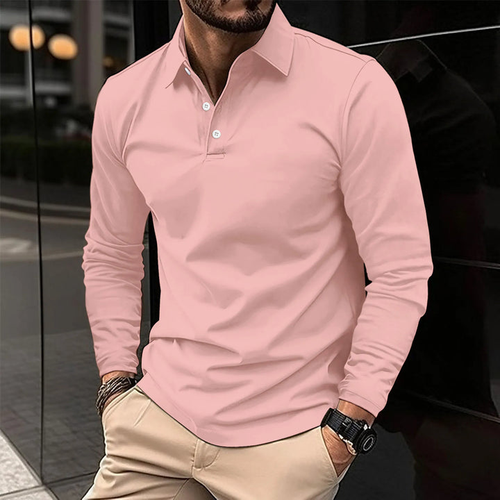 Poloshirt Herren langarm mit Knopfleiste