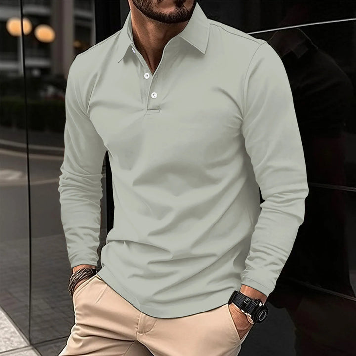 Poloshirt Herren langarm mit Knopfleiste