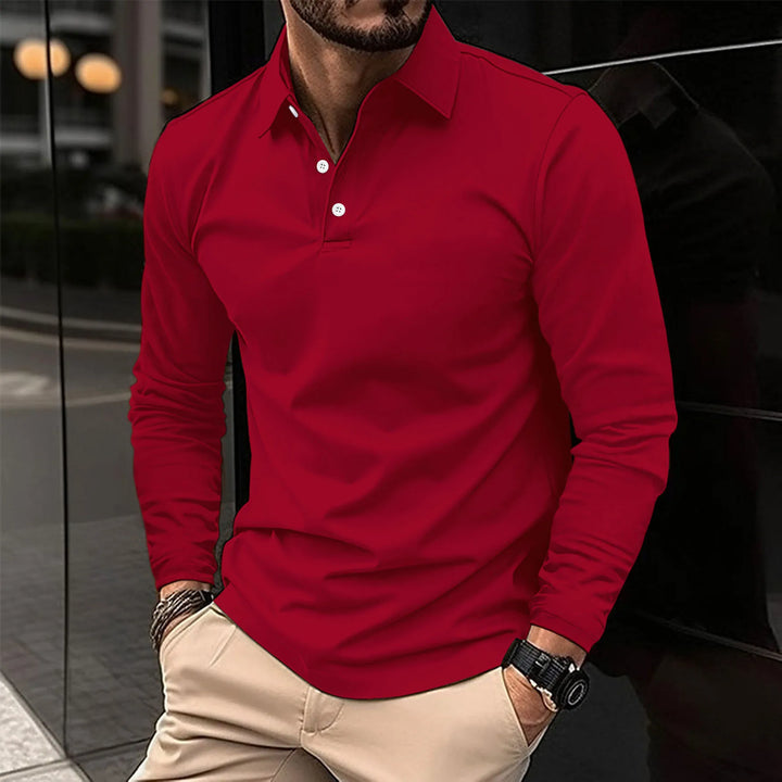 Poloshirt Herren langarm mit Knopfleiste