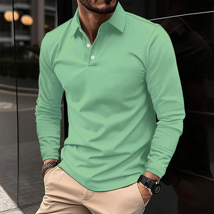 Poloshirt Herren langarm mit Knopfleiste