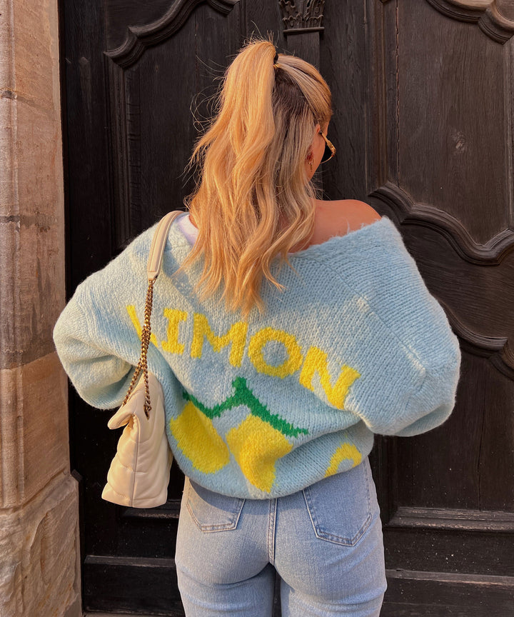 Print Cardigan Limoncello Hellblau