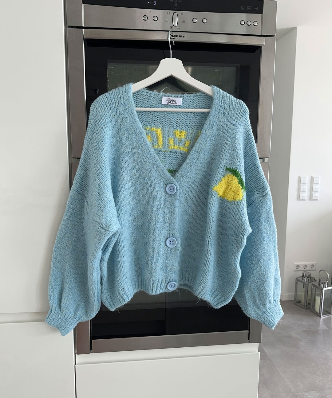 Print Cardigan Limoncello Hellblau