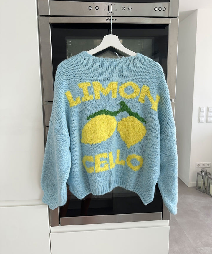 Print Cardigan Limoncello Hellblau