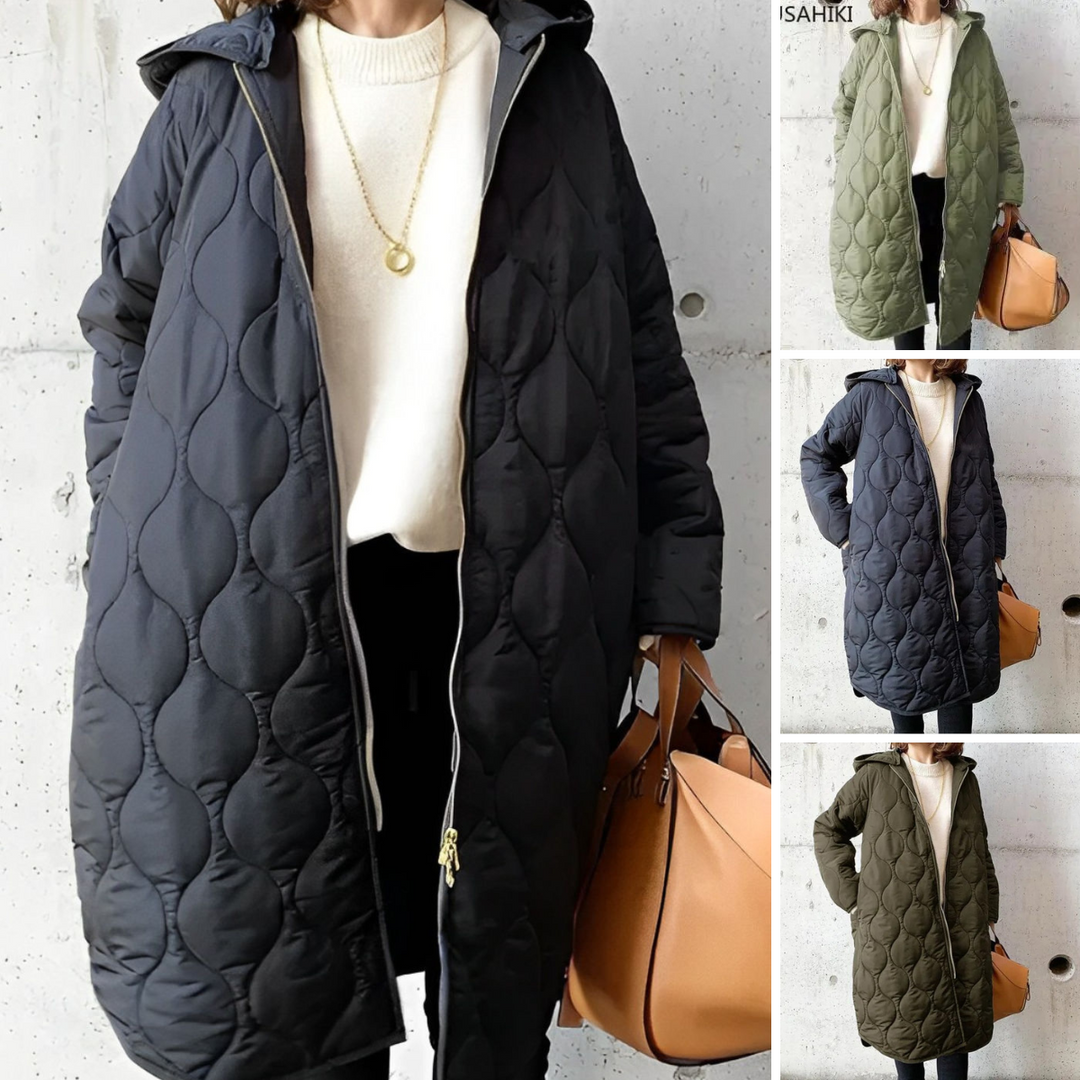Priscilla - Neuer lässiger Parka mit Kapuze und Argyle-Muster