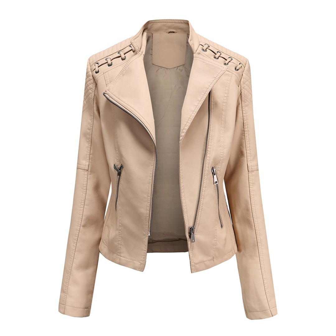 Lilian | Damen Modische Jacke mit asymmetrischem Reißverschluss