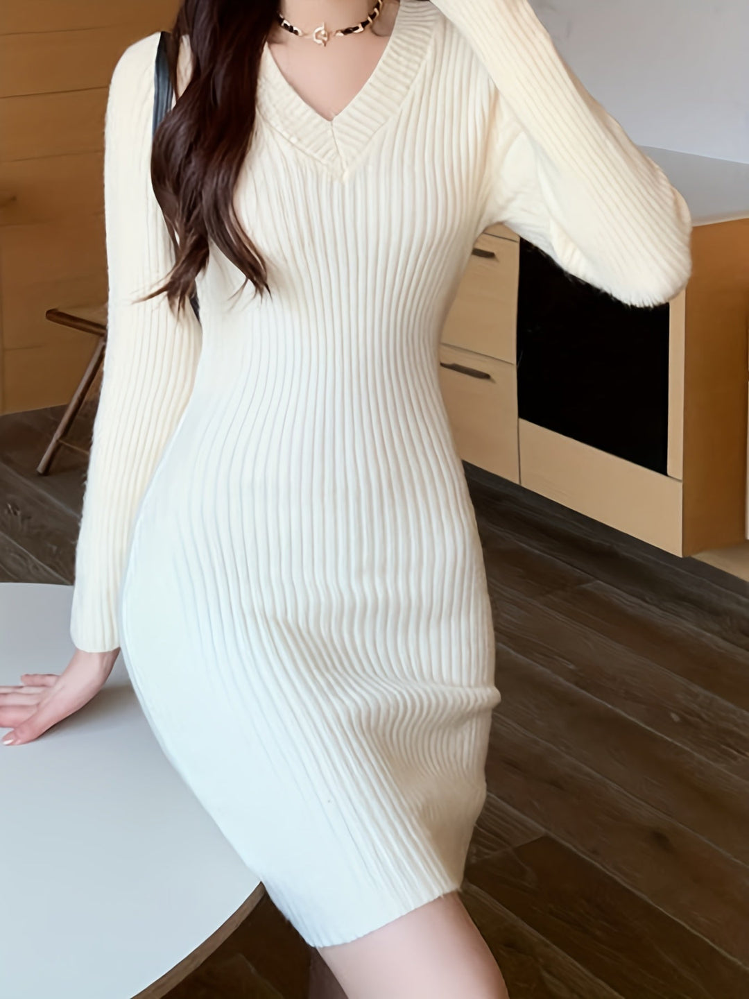 Pulloverkleid aus Vollstrick