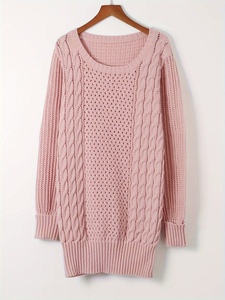 Pulloverkleid mit Zopfmuster, elegantes Strickkleid