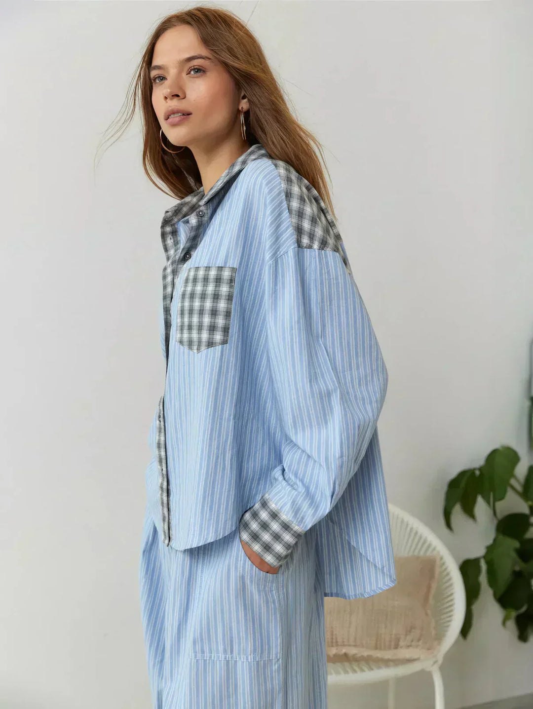 Yvonne | Damen Kariertes Zweiteiliges Set für den Frühling