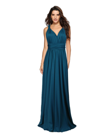 Hochzeitsgäste Kleid Damen ärmellos V-Ausschnitt