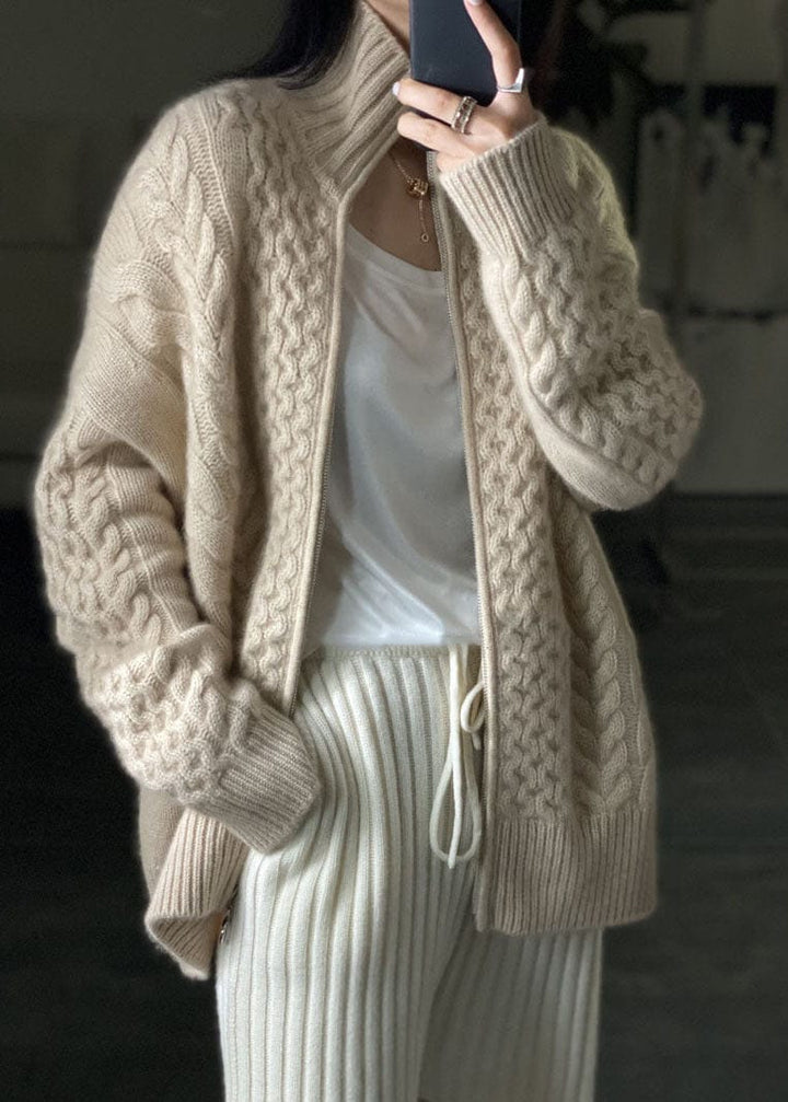 Quinlyn - Moderne Damen Rollkragen Strickjacke