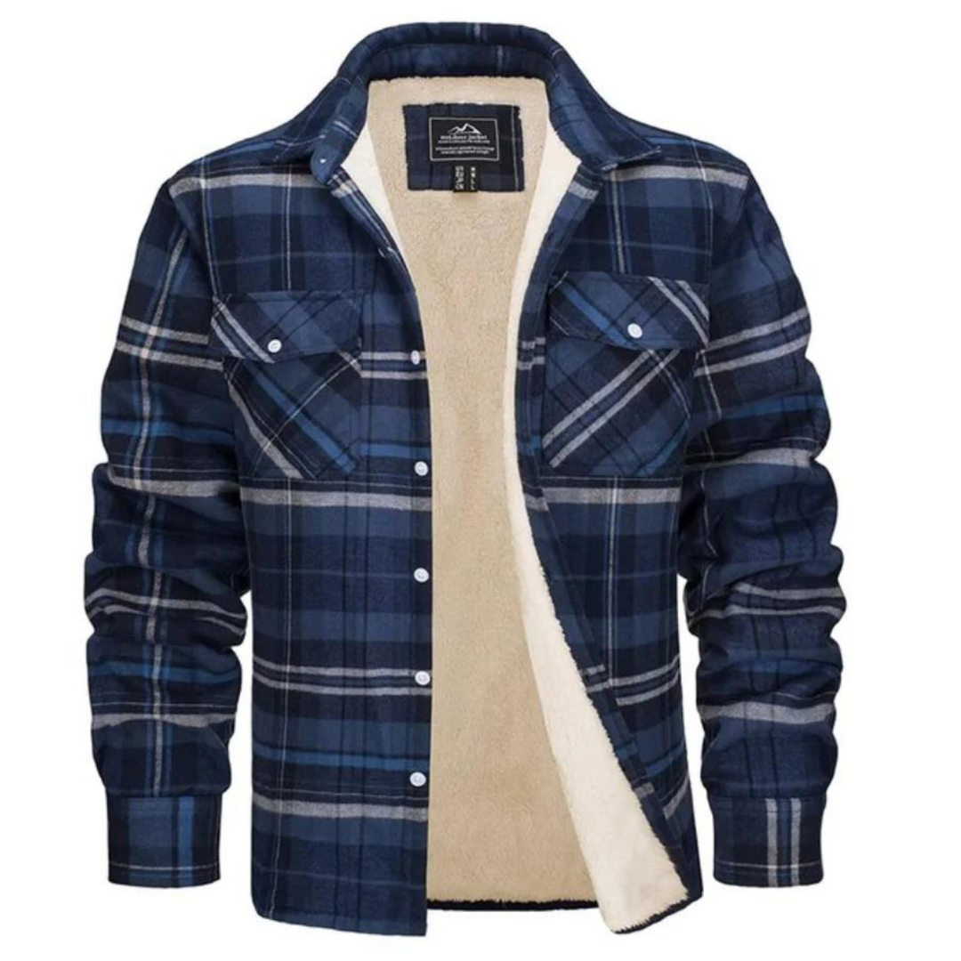 Winterjacke Freizeitjacke Herren | Gefüttert im Karohemd-Stil