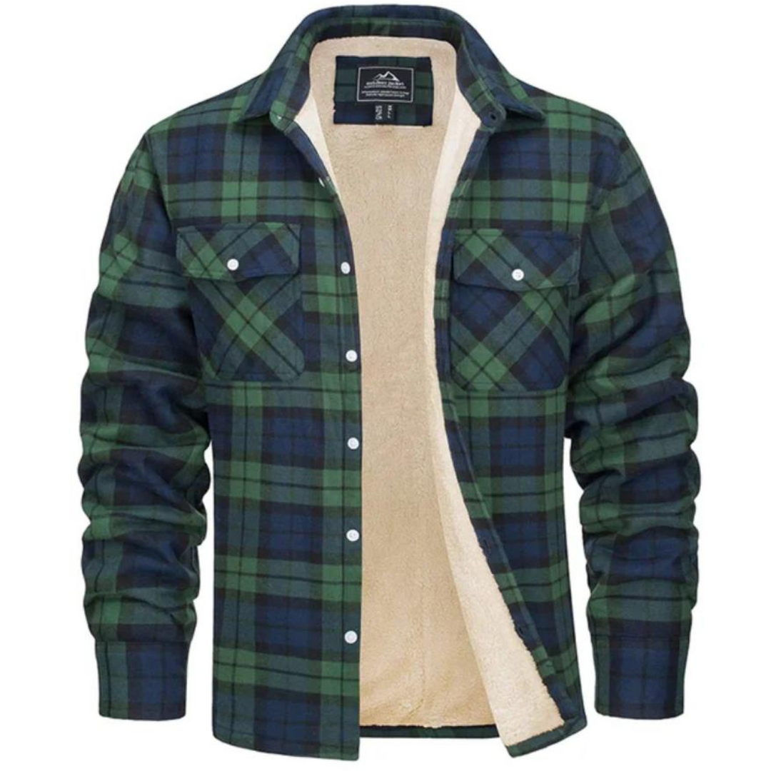 Winterjacke Freizeitjacke Herren | Gefüttert im Karohemd-Stil
