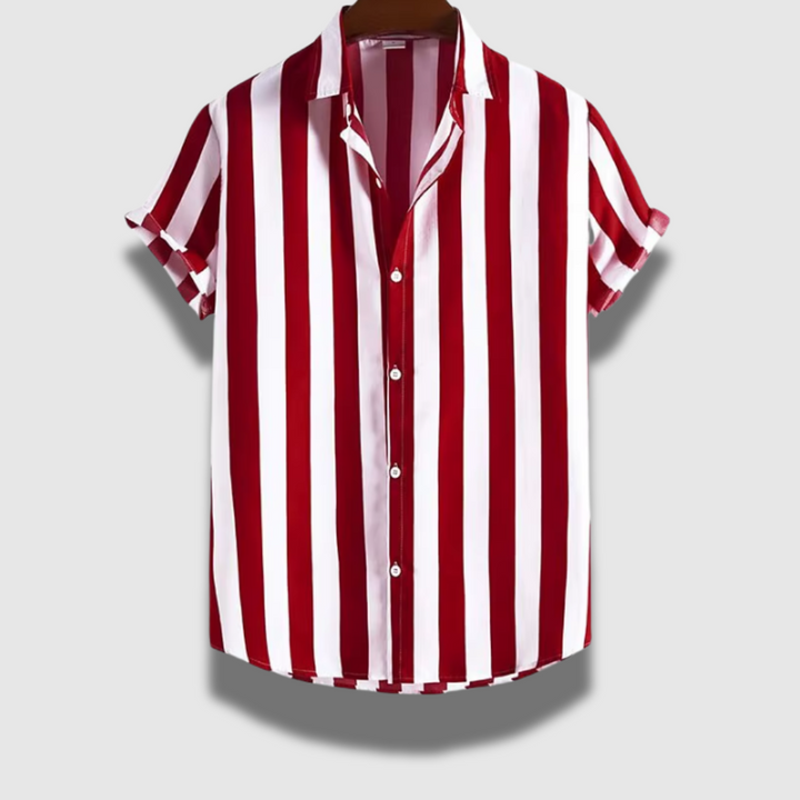 Camicia Uomo Classica Leggera Maniche Corte Rigata