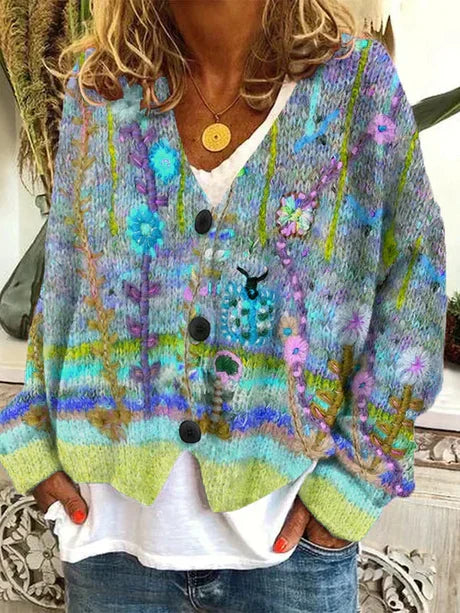 Retro Damen Strickjacke