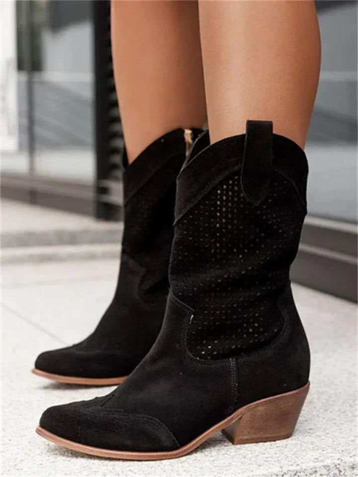 Cowboystiefel mit Lochmuster Kurzschaft