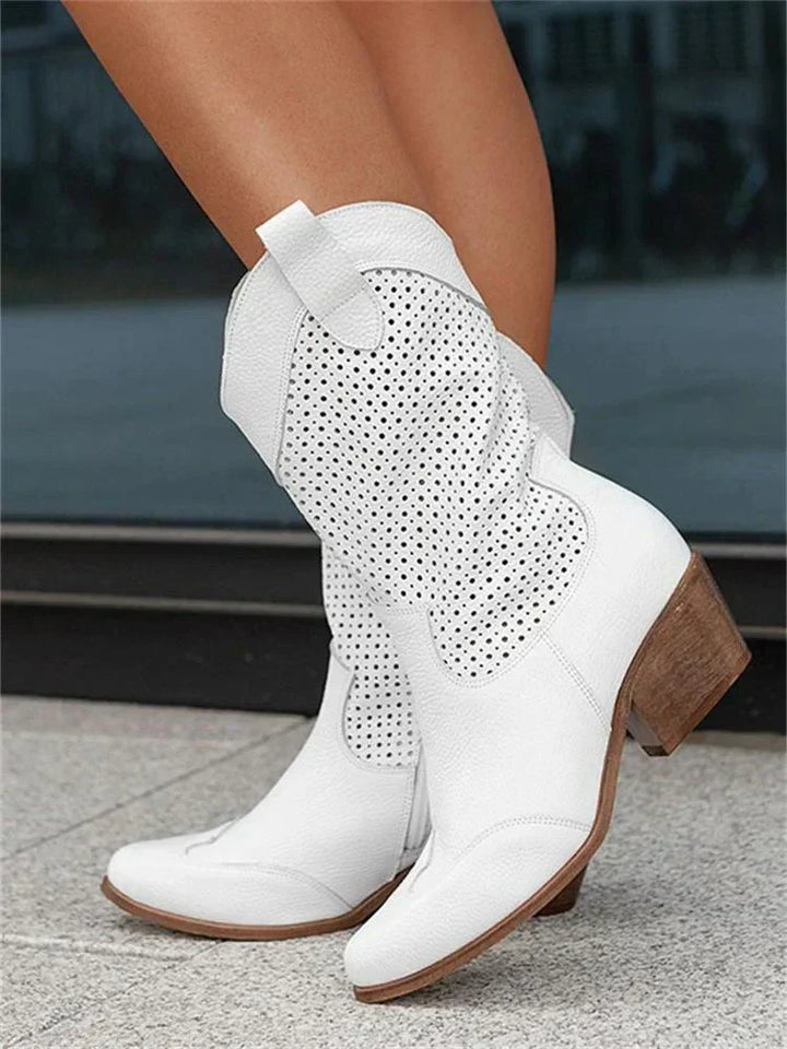 Cowboystiefel mit Lochmuster Kurzschaft