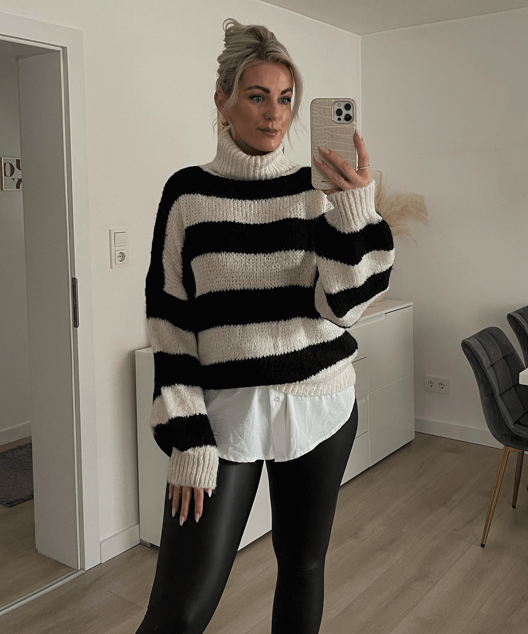 Rollkragen Pullover Lala Beige Schwarz  Ladypolitan ♡   
