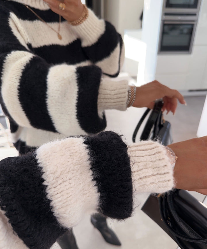Rollkragen Pullover Lala Beige Schwarz  Ladypolitan ♡   